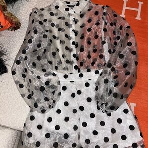 Missguided Black Polka Dot Sheer Romper